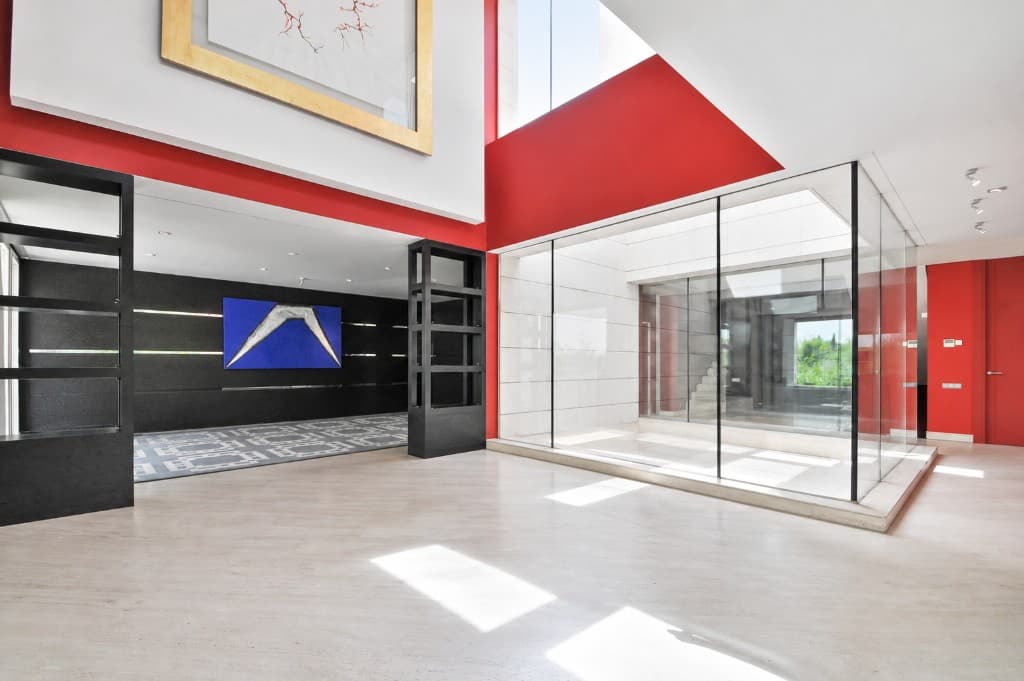 Empty contemporary reception room before virtual staging